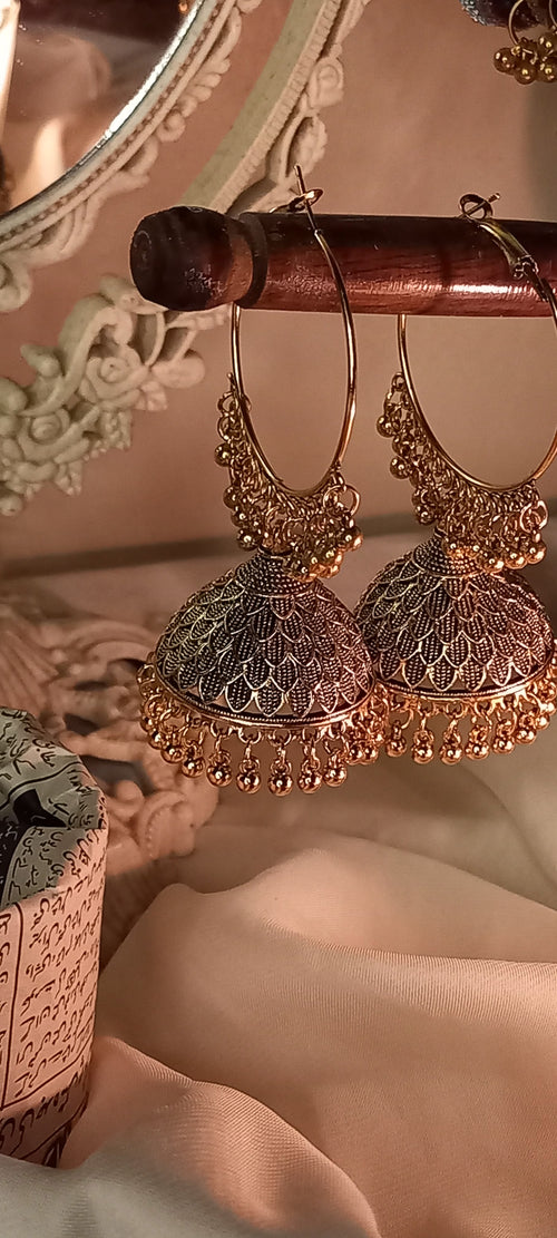 Chandbali jhumka mor design