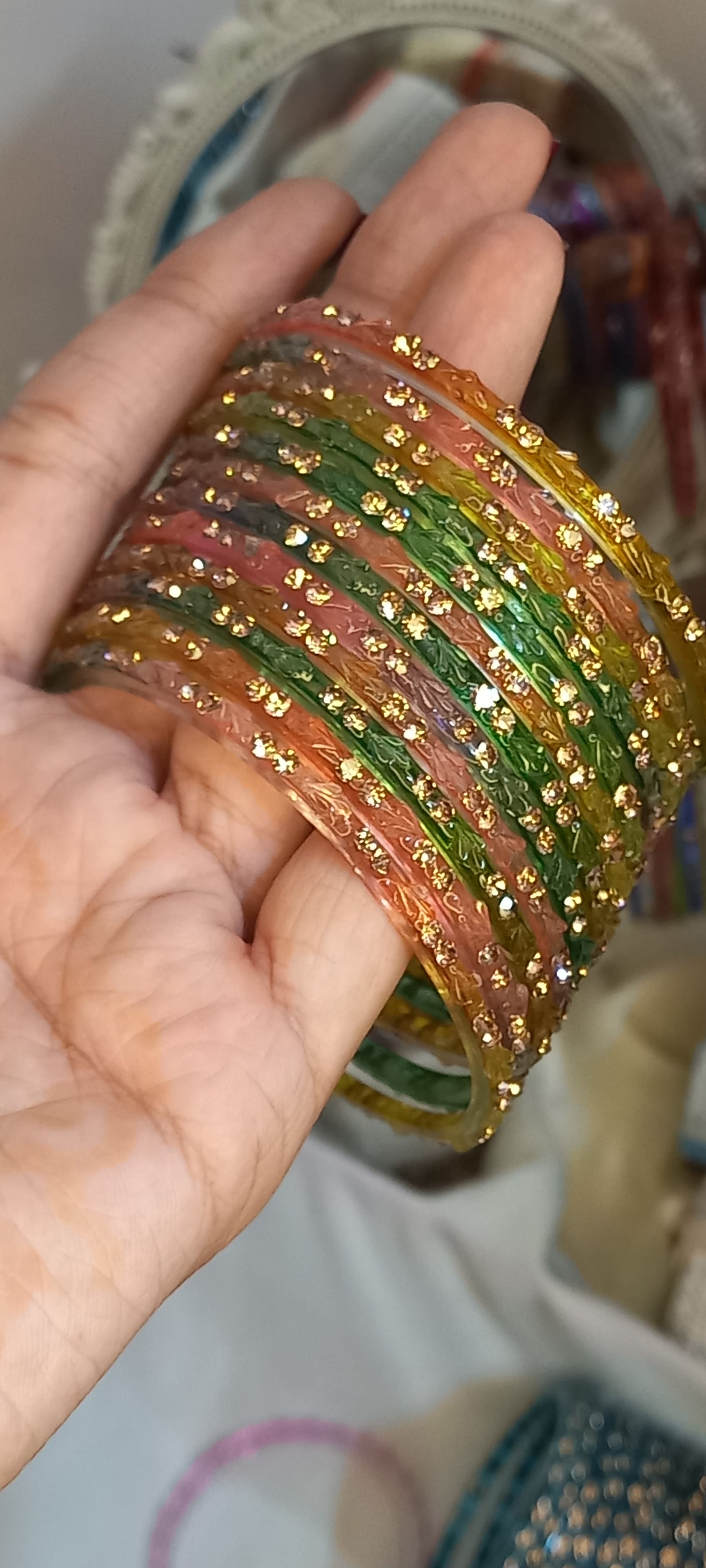 Indian raindrop bangles light multi