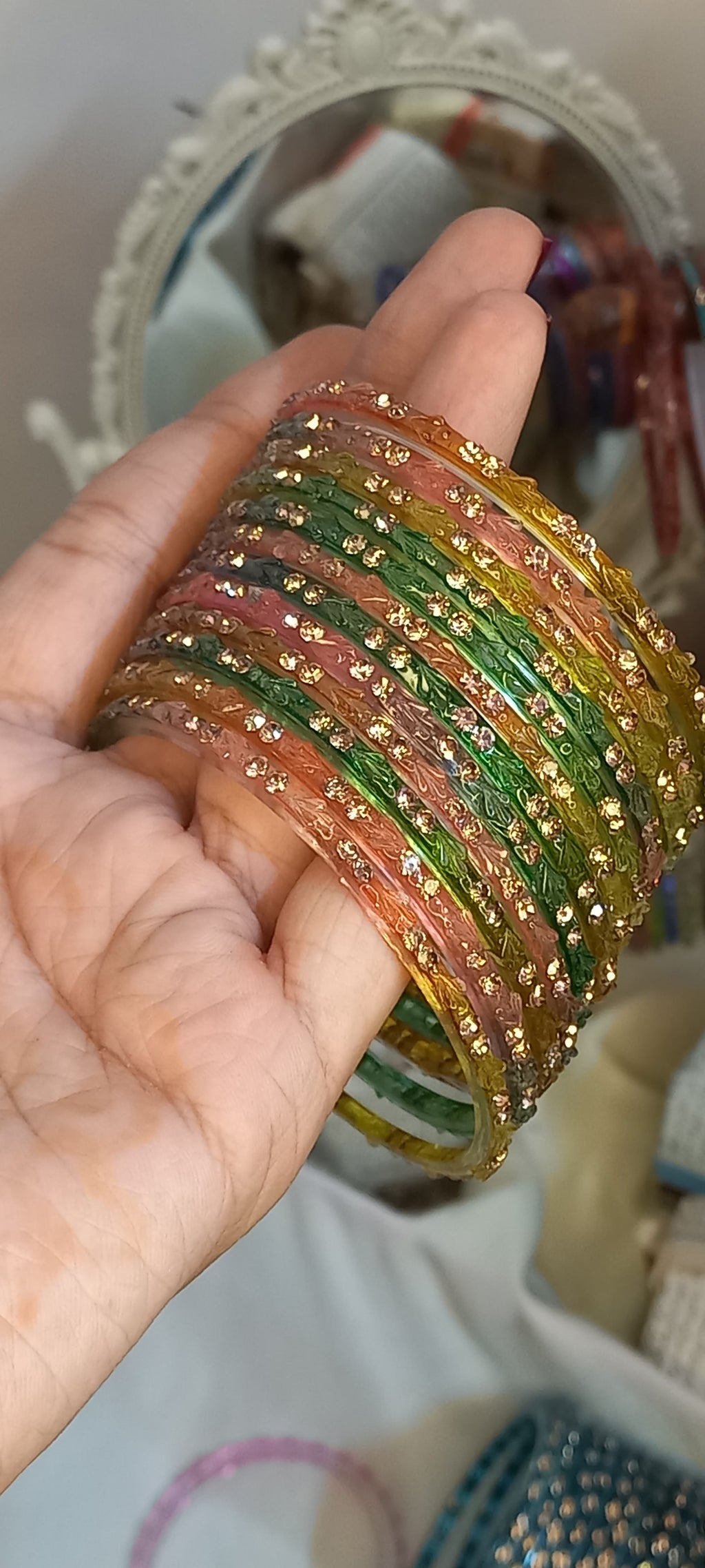 Indian raindrop bangles light multi