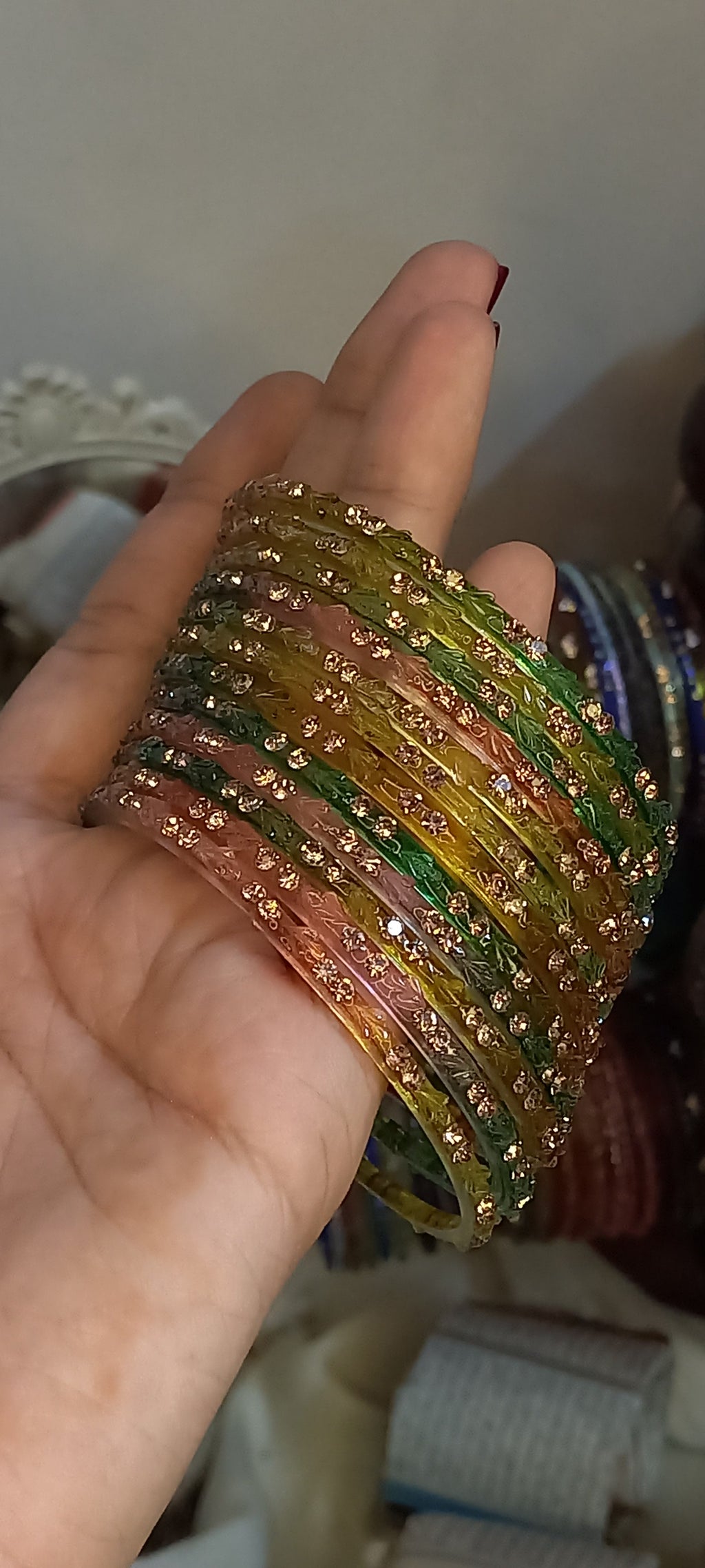 Indian raindrop bangles light multi