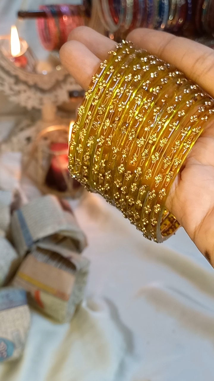 Nagina stone Glass bangles 12 piece set