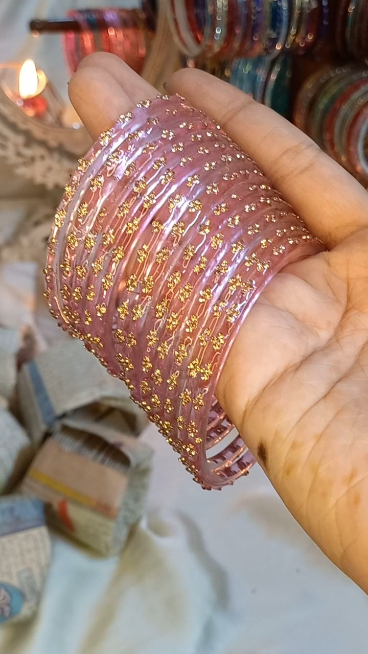 Nagina stone Glass bangles 12 piece set