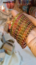 Nagina stone Glass bangles 12 piece set