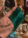Glass Jelly Bangles dark green (3mm)
