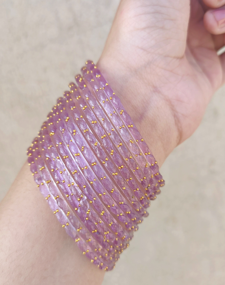 Original (Lilac) Indian raindrop (Imported) glass bangles (12 piece/ one dozen)