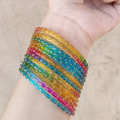 Original (Multi) Indian raindrop (Imported) glass bangles (12 piece/ one dozen)