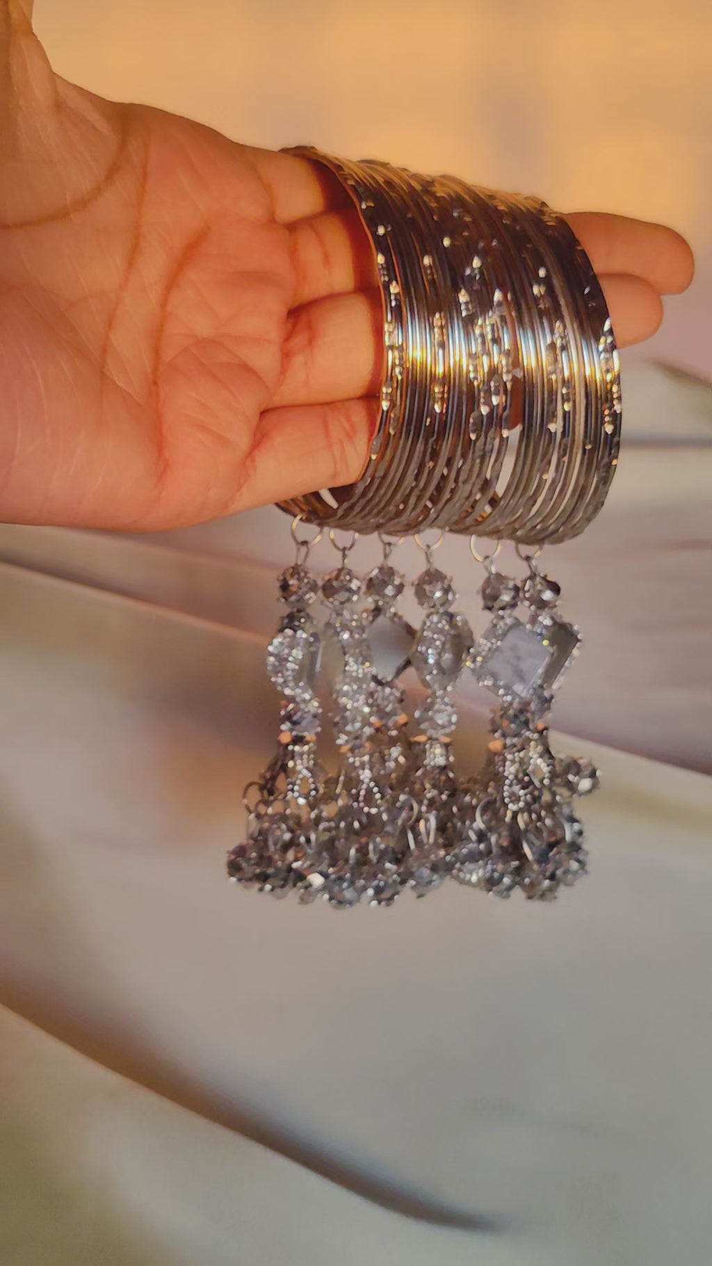 Silver Steel Latkan Bangles Set (24 Bangles) for Girls & Women – 4 Sizes Available